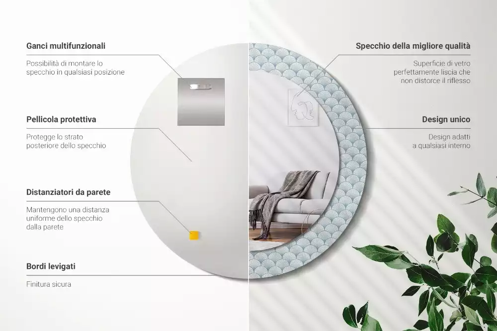 Kulaté dekorační zrcadlo na zeď Retro vintage vzor