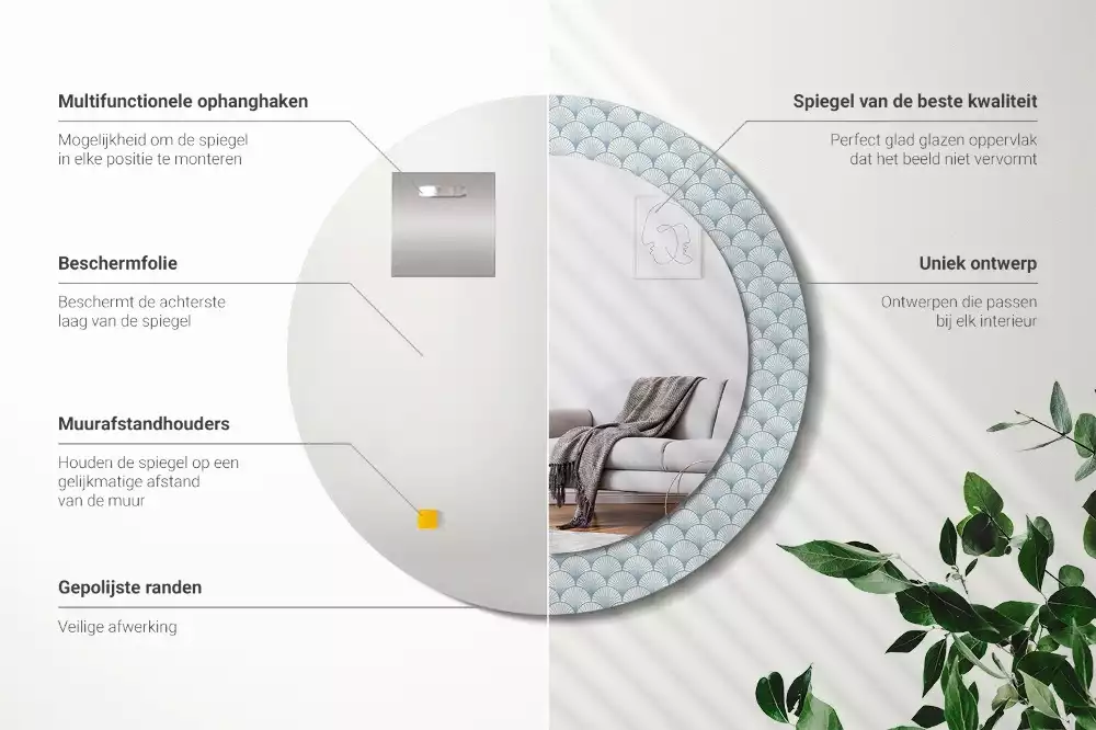 Kulaté dekorační zrcadlo na zeď Retro vintage vzor