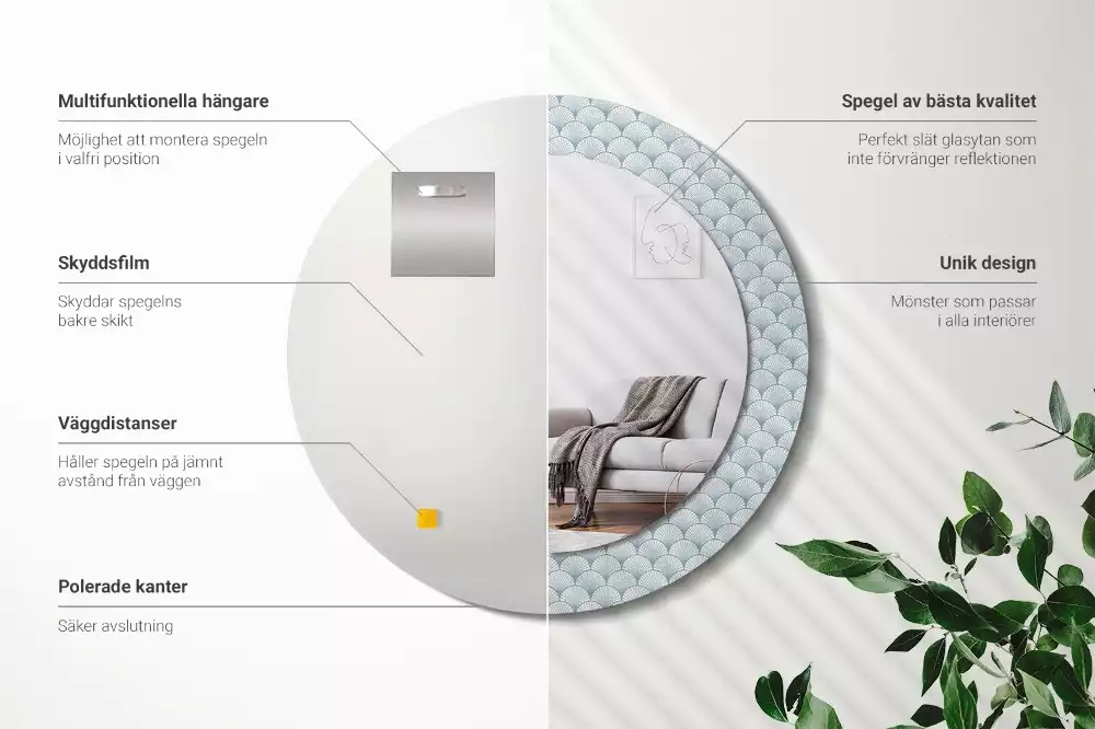 Kulaté dekorační zrcadlo na zeď Retro vintage vzor