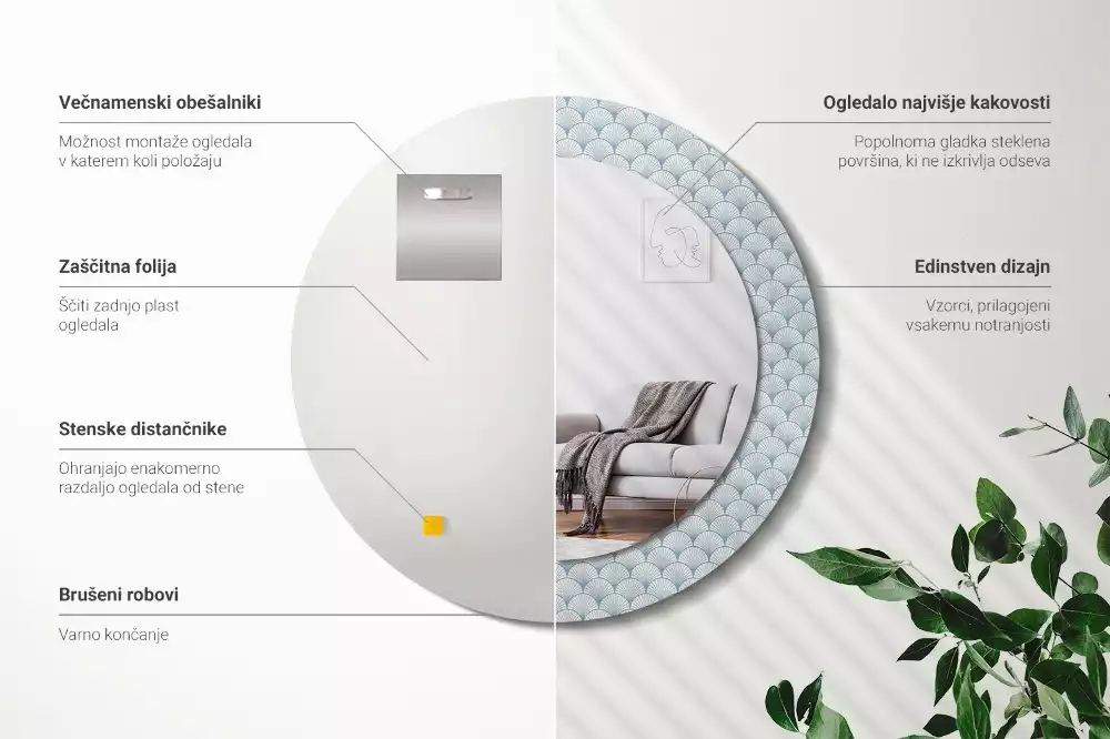 Kulaté dekorační zrcadlo na zeď Retro vintage vzor