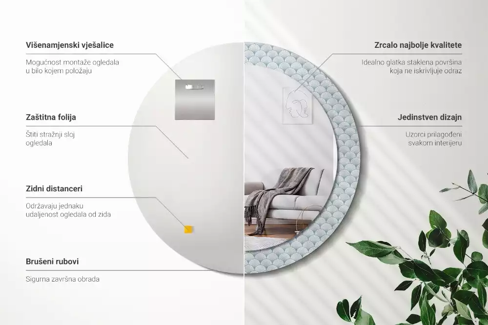 Kulaté dekorační zrcadlo na zeď Retro vintage vzor