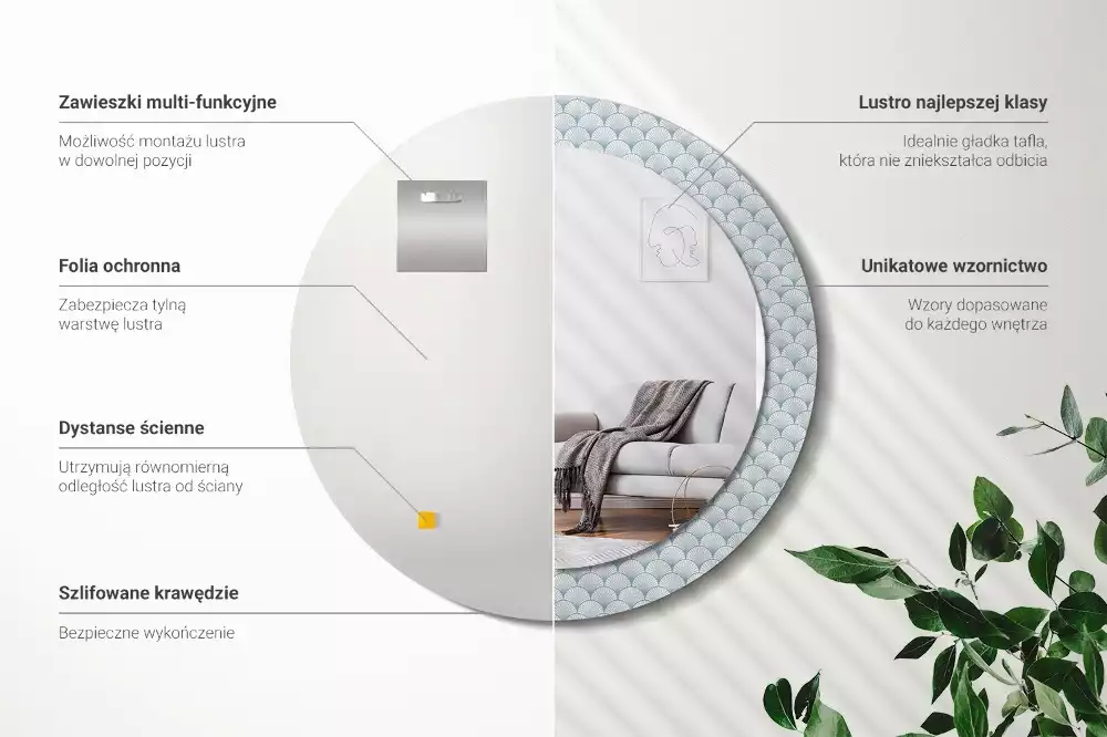 Kulaté dekorační zrcadlo na zeď Retro vintage vzor