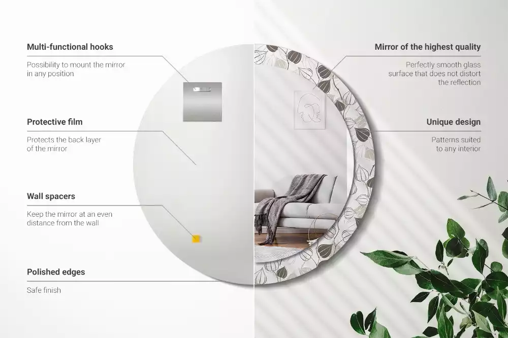 Kulaté dekorační zrcadlo na zeď Abstraktní květinové