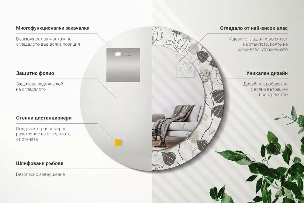 Kulaté dekorační zrcadlo na zeď Abstraktní květinové