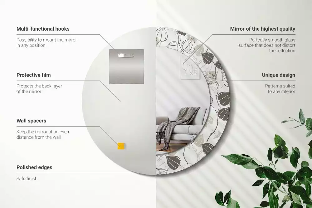 Kulaté dekorační zrcadlo na zeď Abstraktní květinové