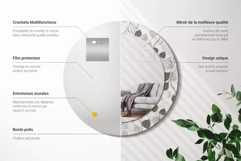 Kulaté dekorační zrcadlo na zeď Abstraktní květinové