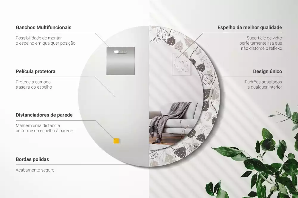 Kulaté dekorační zrcadlo na zeď Abstraktní květinové