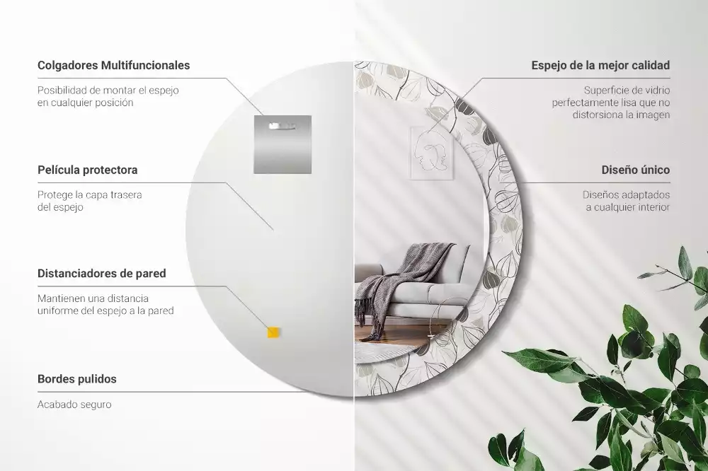 Kulaté dekorační zrcadlo na zeď Abstraktní květinové