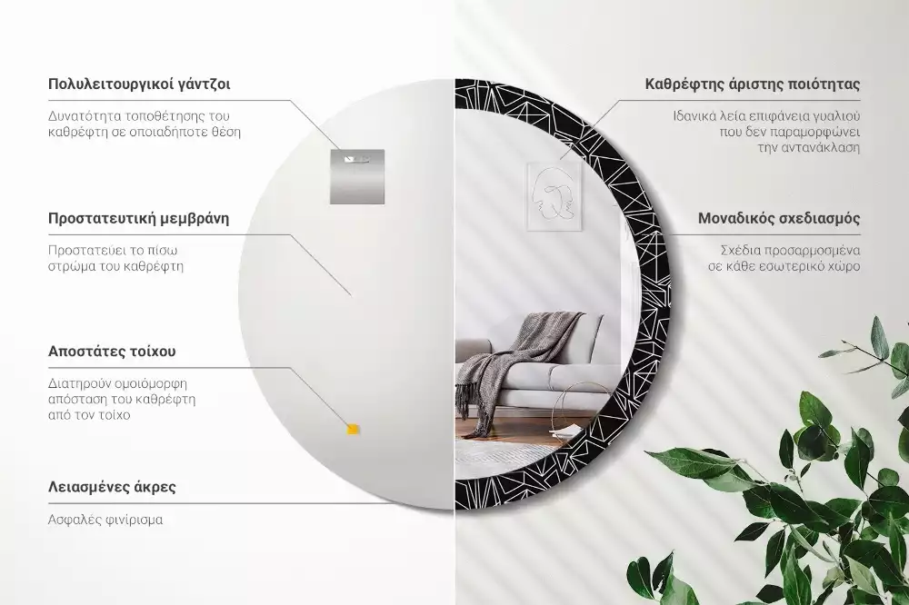 Kulaté dekorační zrcadlo na zeď Geometrický vzor