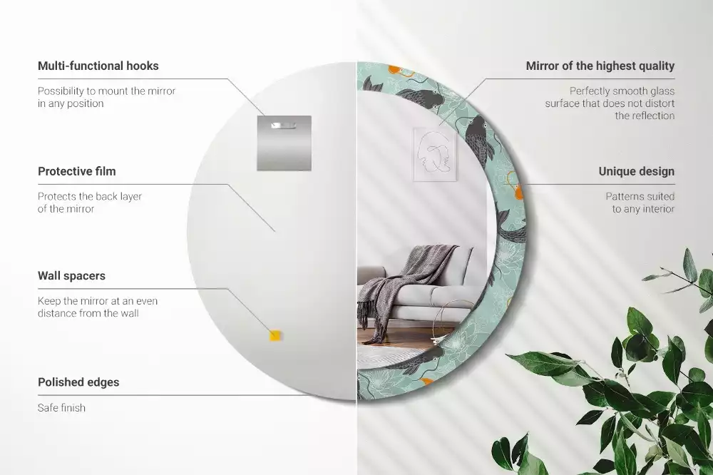 Kulaté dekorační zrcadlo na zeď Koi kapr