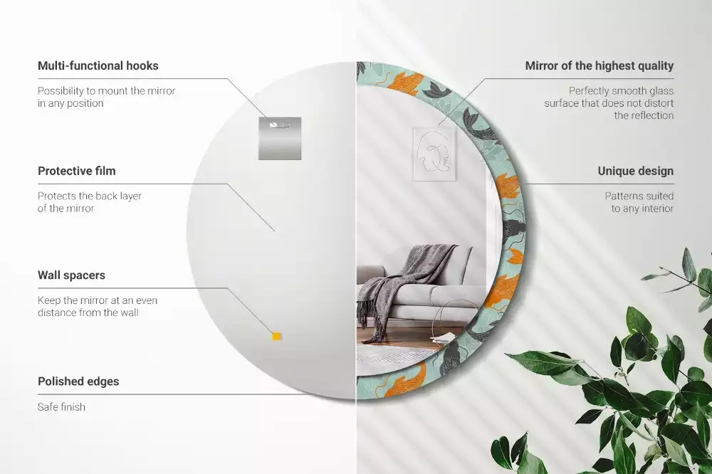 Kulaté dekorační zrcadlo na zeď Koi kapr