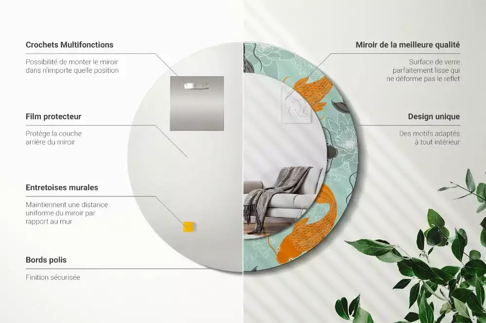 Kulaté dekorační zrcadlo na zeď Koi kapr