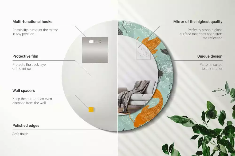 Kulaté dekorační zrcadlo na zeď Koi kapr