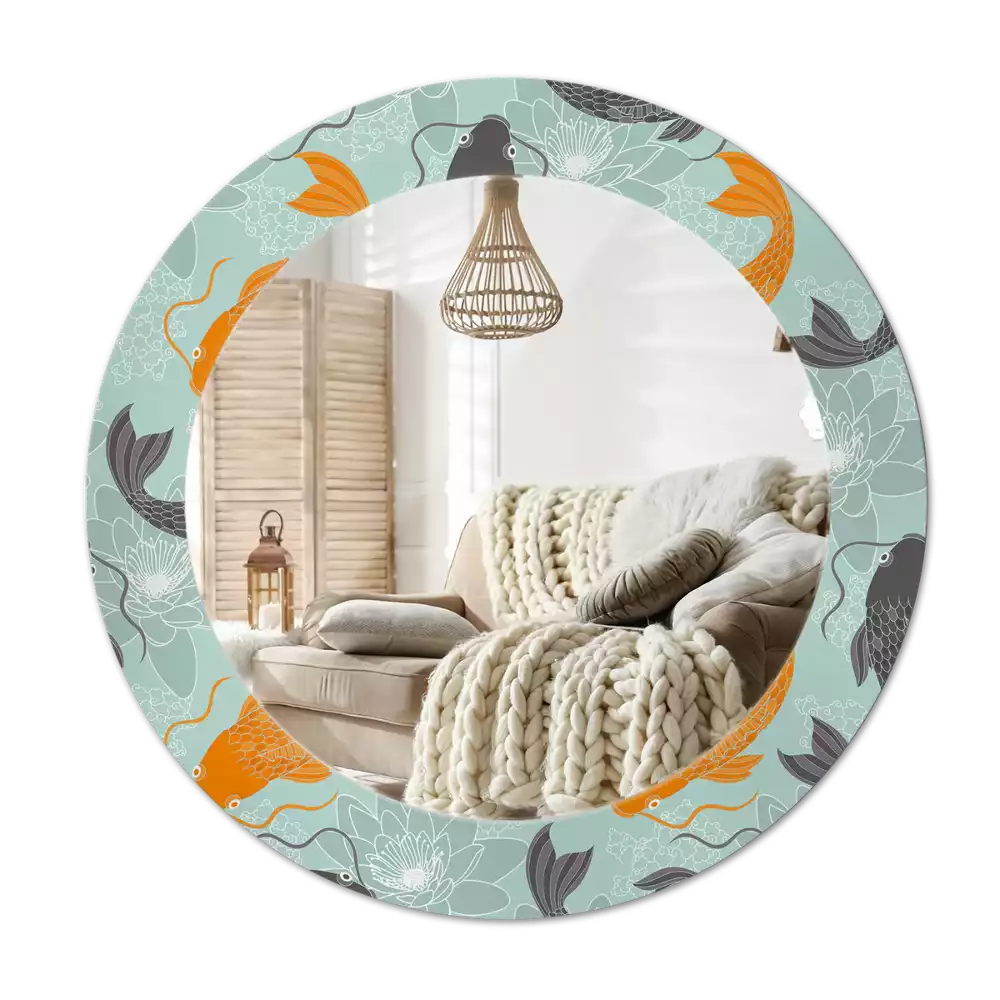 Kulaté dekorační zrcadlo na zeď Koi kapr