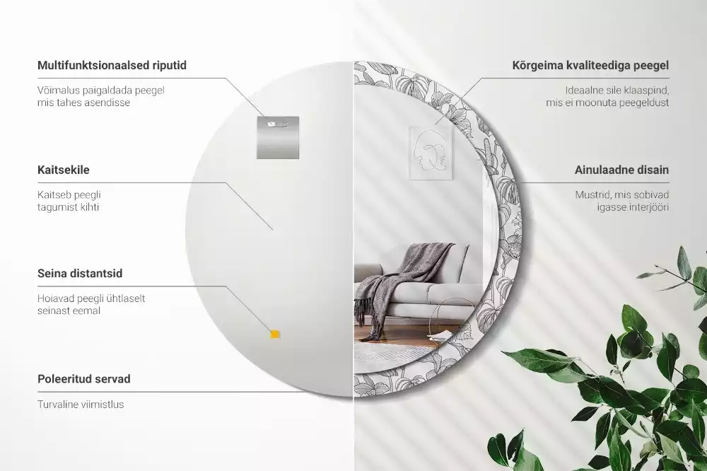 Kulaté dekorační zrcadlo na zeď květinový vzor