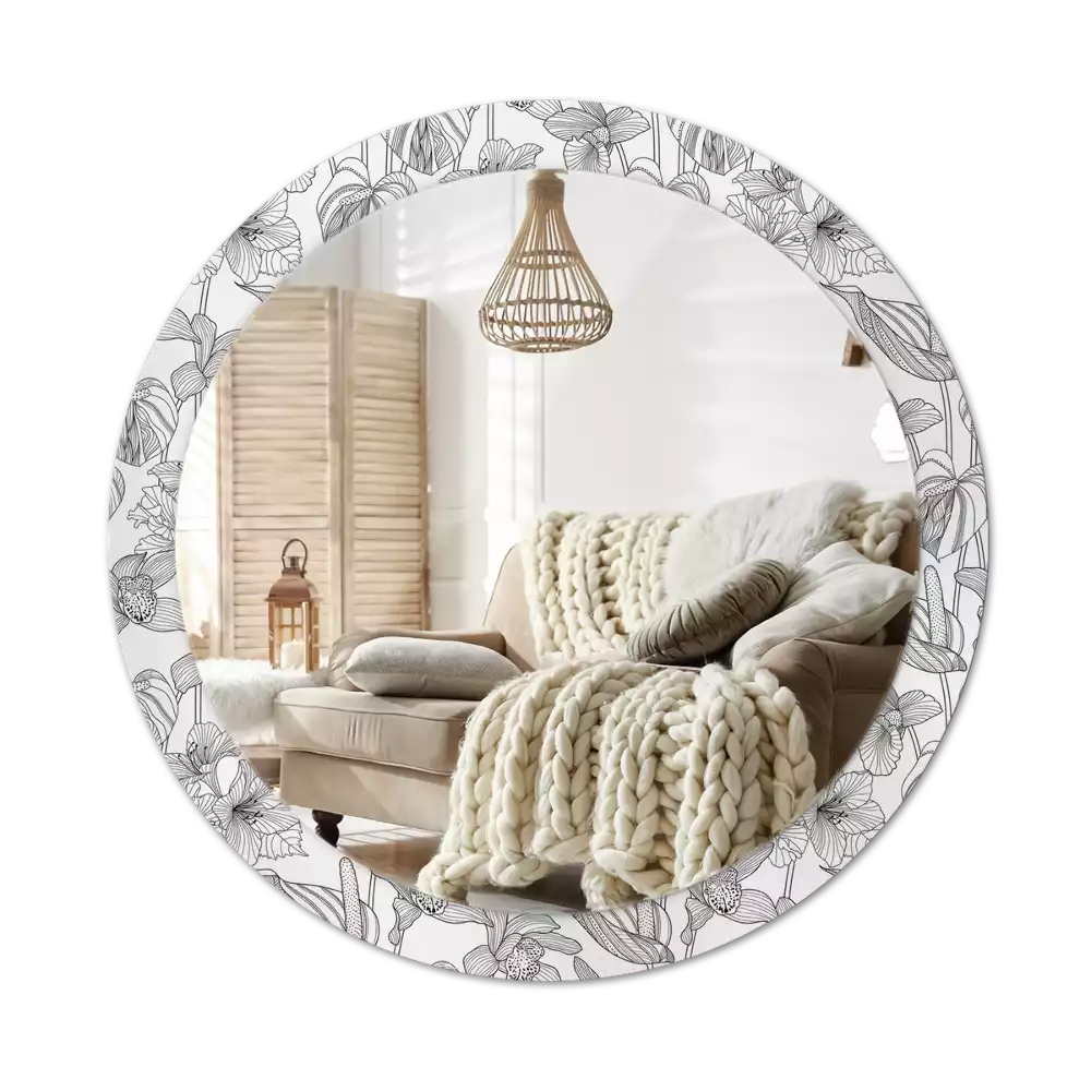 Kulaté dekorační zrcadlo na zeď květinový vzor