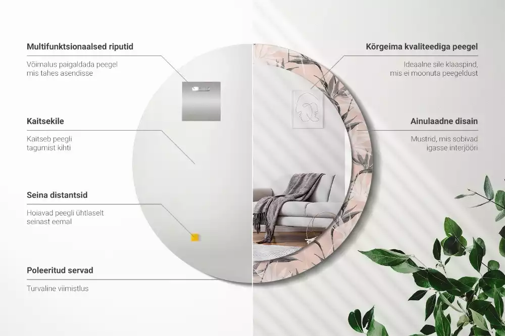 Kulaté dekorační zrcadlo na zeď Strelitzia