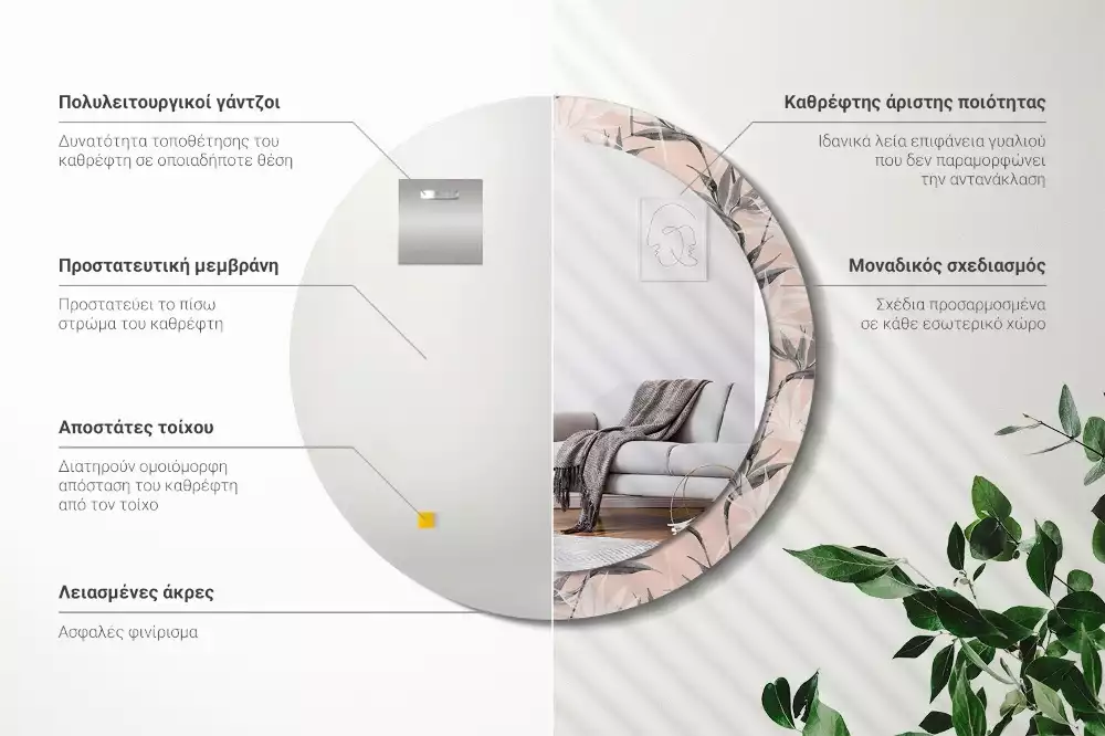 Kulaté dekorační zrcadlo na zeď Strelitzia