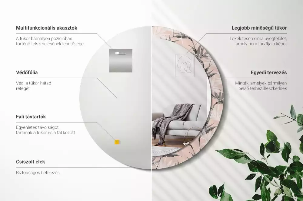 Kulaté dekorační zrcadlo na zeď Strelitzia