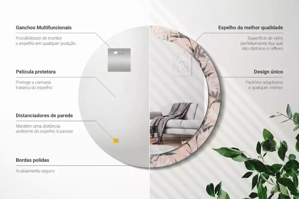 Kulaté dekorační zrcadlo na zeď Strelitzia