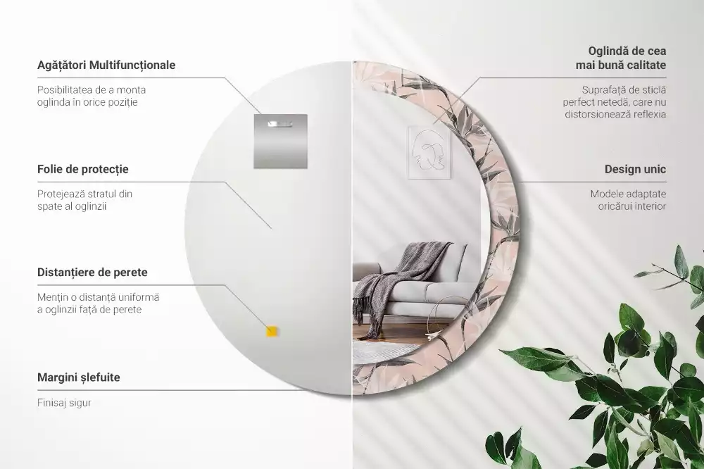 Kulaté dekorační zrcadlo na zeď Strelitzia