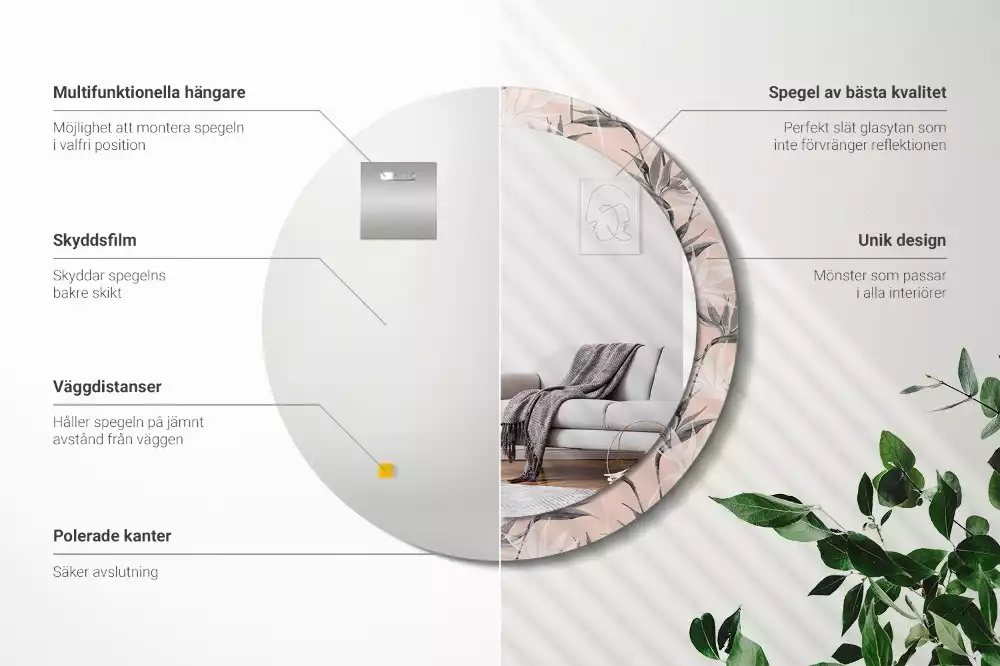 Kulaté dekorační zrcadlo na zeď Strelitzia