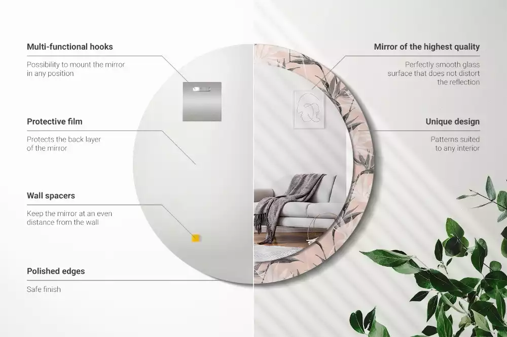 Kulaté dekorační zrcadlo na zeď Strelitzia