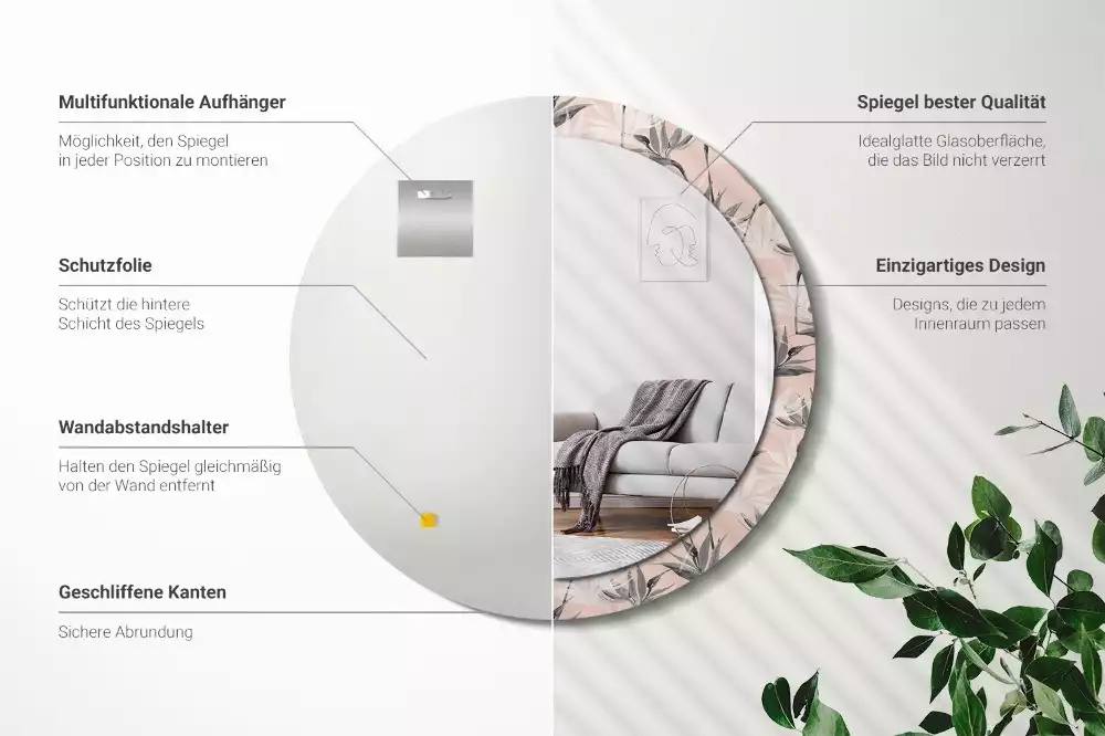 Kulaté dekorační zrcadlo na zeď Strelitzia