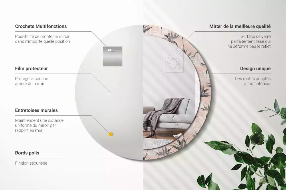 Kulaté dekorační zrcadlo na zeď Strelitzia