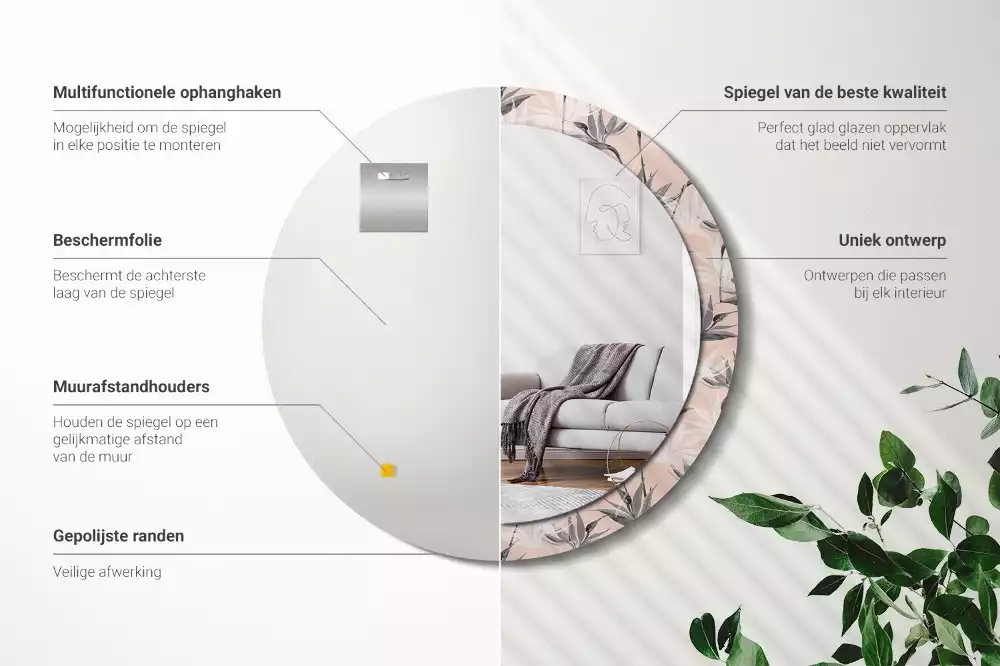 Kulaté dekorační zrcadlo na zeď Strelitzia