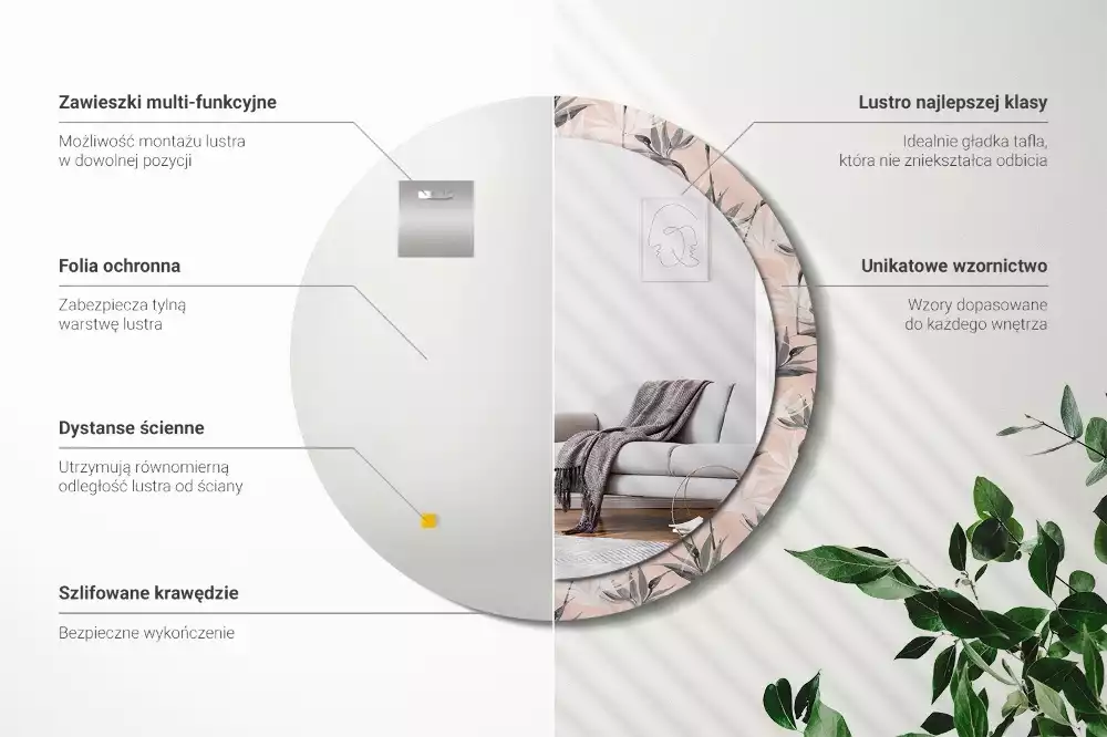 Kulaté dekorační zrcadlo na zeď Strelitzia