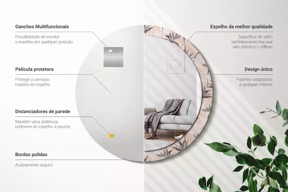 Kulaté dekorační zrcadlo na zeď Strelitzia