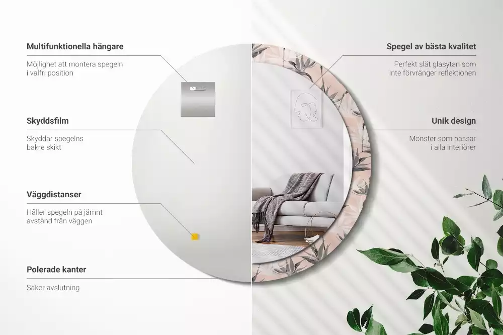 Kulaté dekorační zrcadlo na zeď Strelitzia