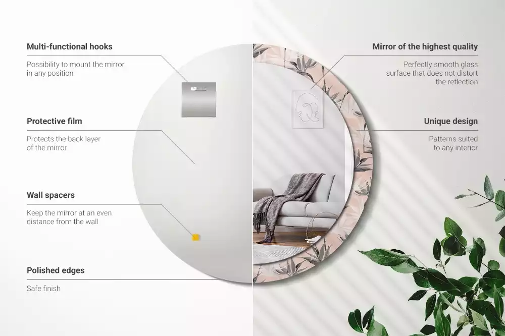 Kulaté dekorační zrcadlo na zeď Strelitzia