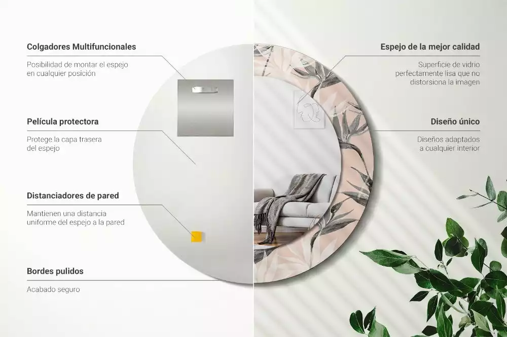 Kulaté dekorační zrcadlo na zeď Strelitzia