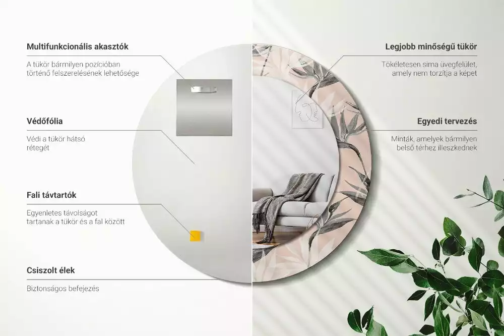 Kulaté dekorační zrcadlo na zeď Strelitzia