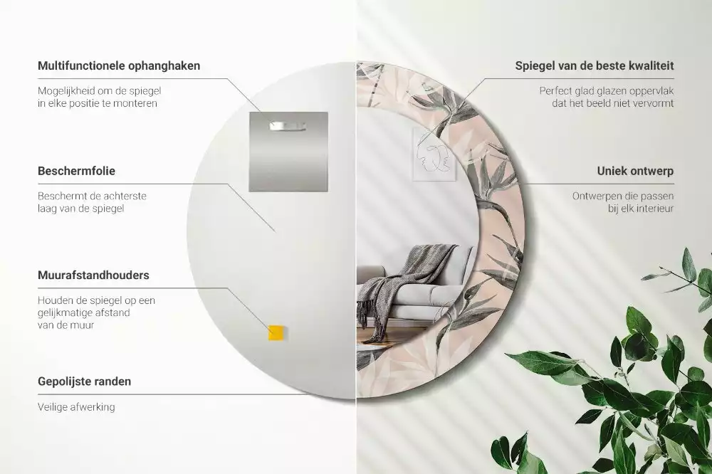 Kulaté dekorační zrcadlo na zeď Strelitzia