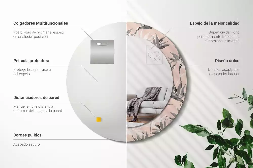 Kulaté dekorační zrcadlo na zeď Strelitzia