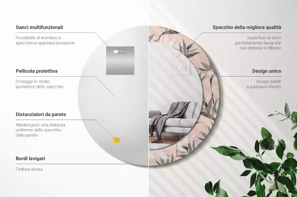 Kulaté dekorační zrcadlo na zeď Strelitzia