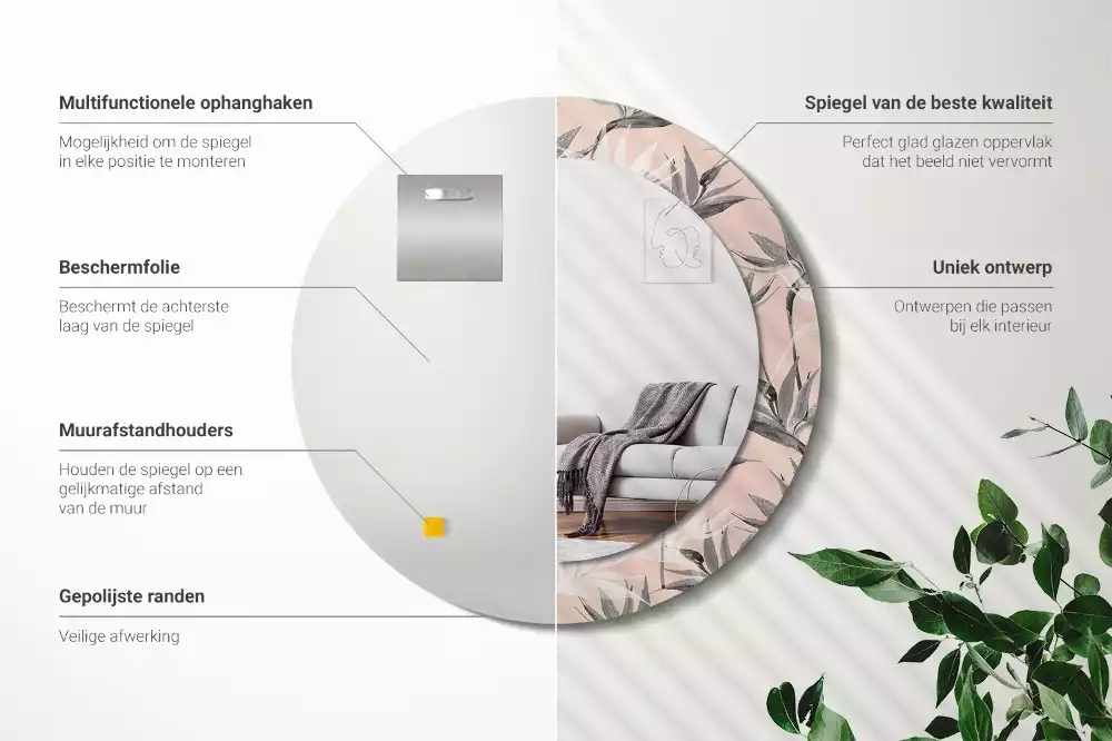 Kulaté dekorační zrcadlo na zeď Strelitzia