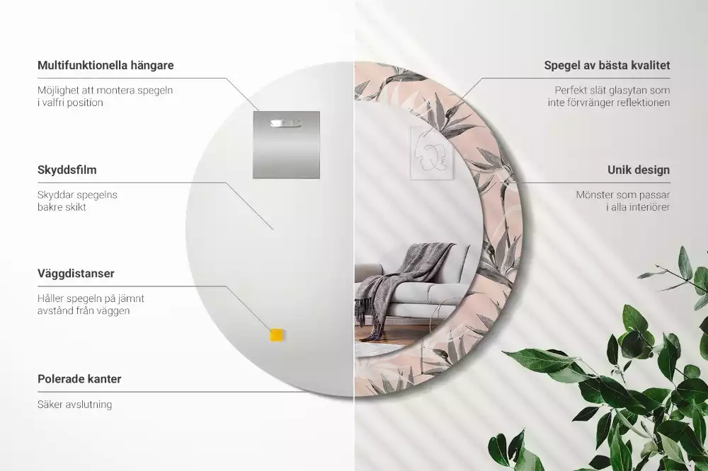 Kulaté dekorační zrcadlo na zeď Strelitzia