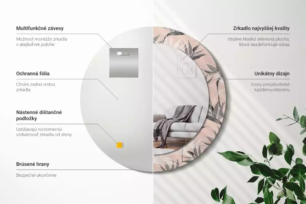 Kulaté dekorační zrcadlo na zeď Strelitzia