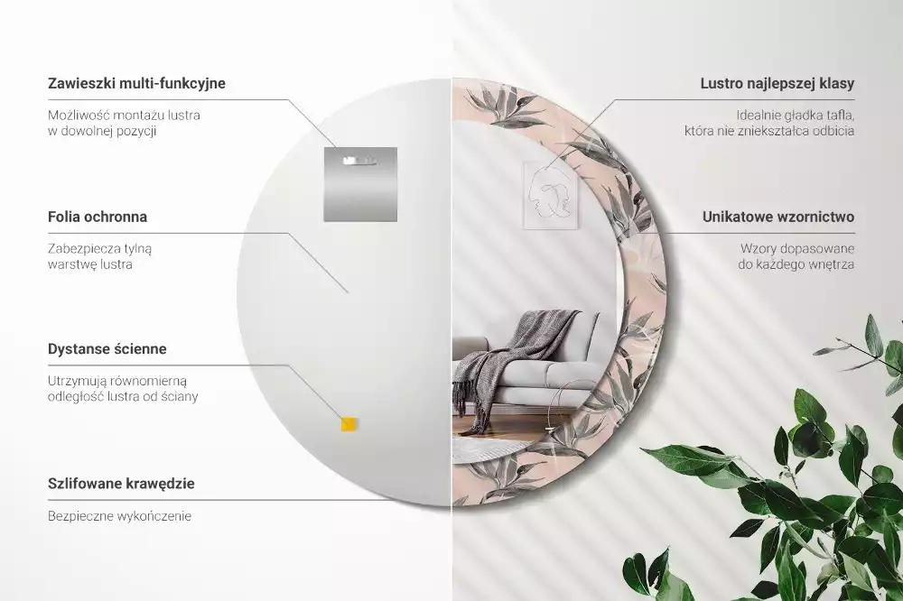 Kulaté dekorační zrcadlo na zeď Strelitzia