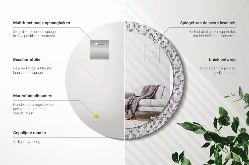 Kulaté dekorační zrcadlo Tropický tygr