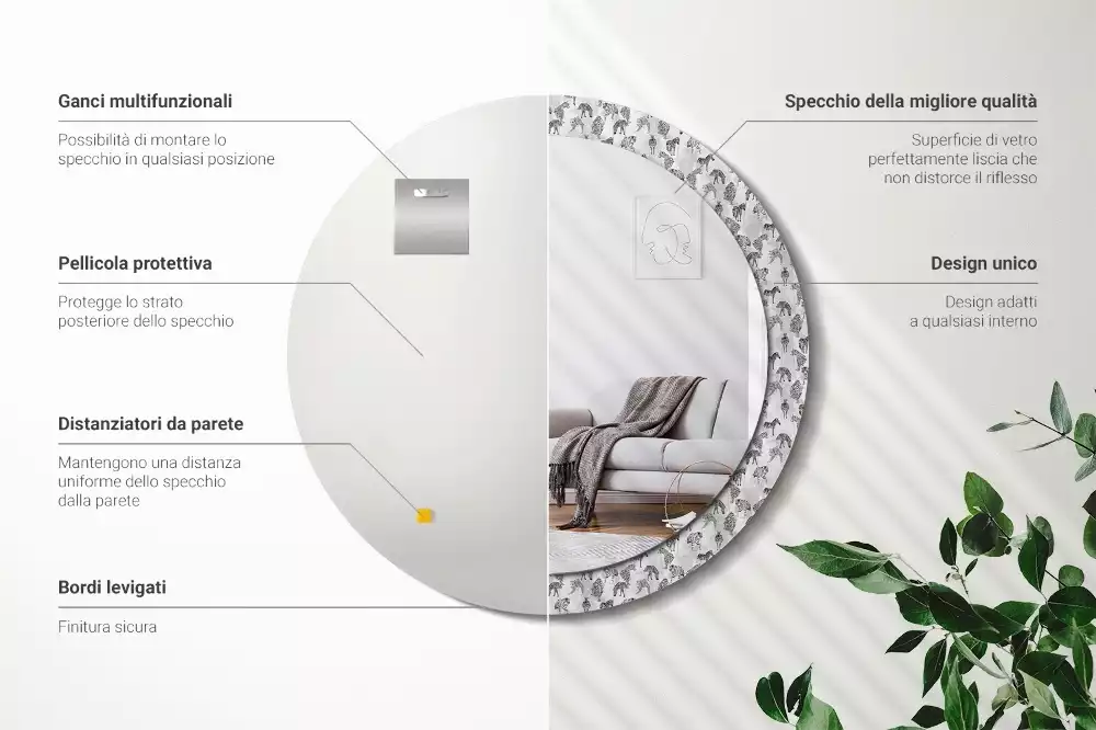 Kulaté dekorační zrcadlo Tropický tygr