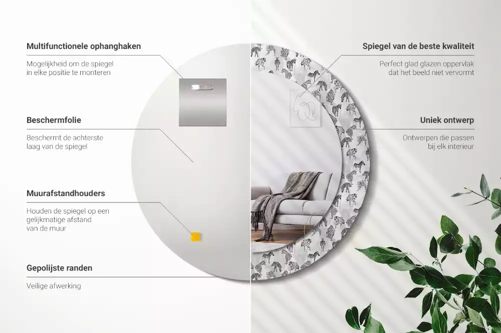 Kulaté dekorační zrcadlo Tropický tygr