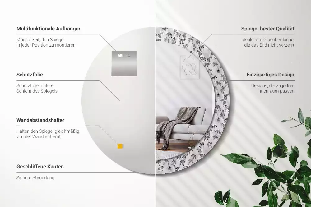 Kulaté dekorační zrcadlo Tropický tygr