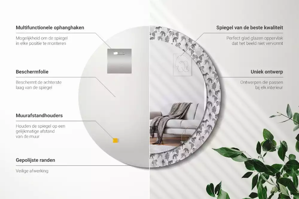 Kulaté dekorační zrcadlo Tropický tygr