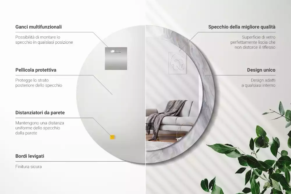 Kulaté dekorativní zrcadlo Abstraktní mramor