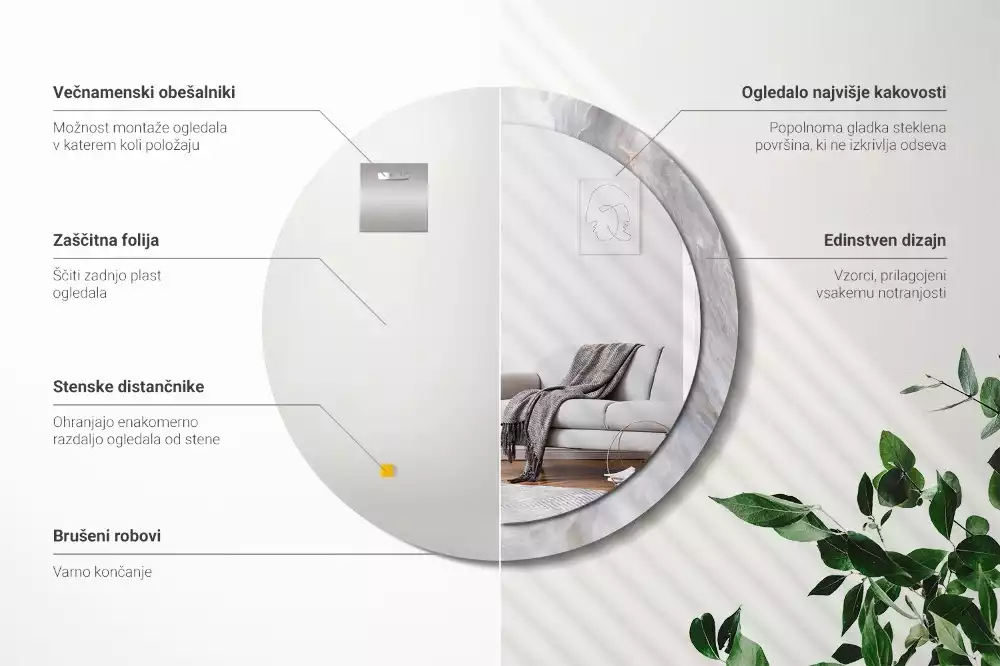 Kulaté dekorativní zrcadlo Abstraktní mramor